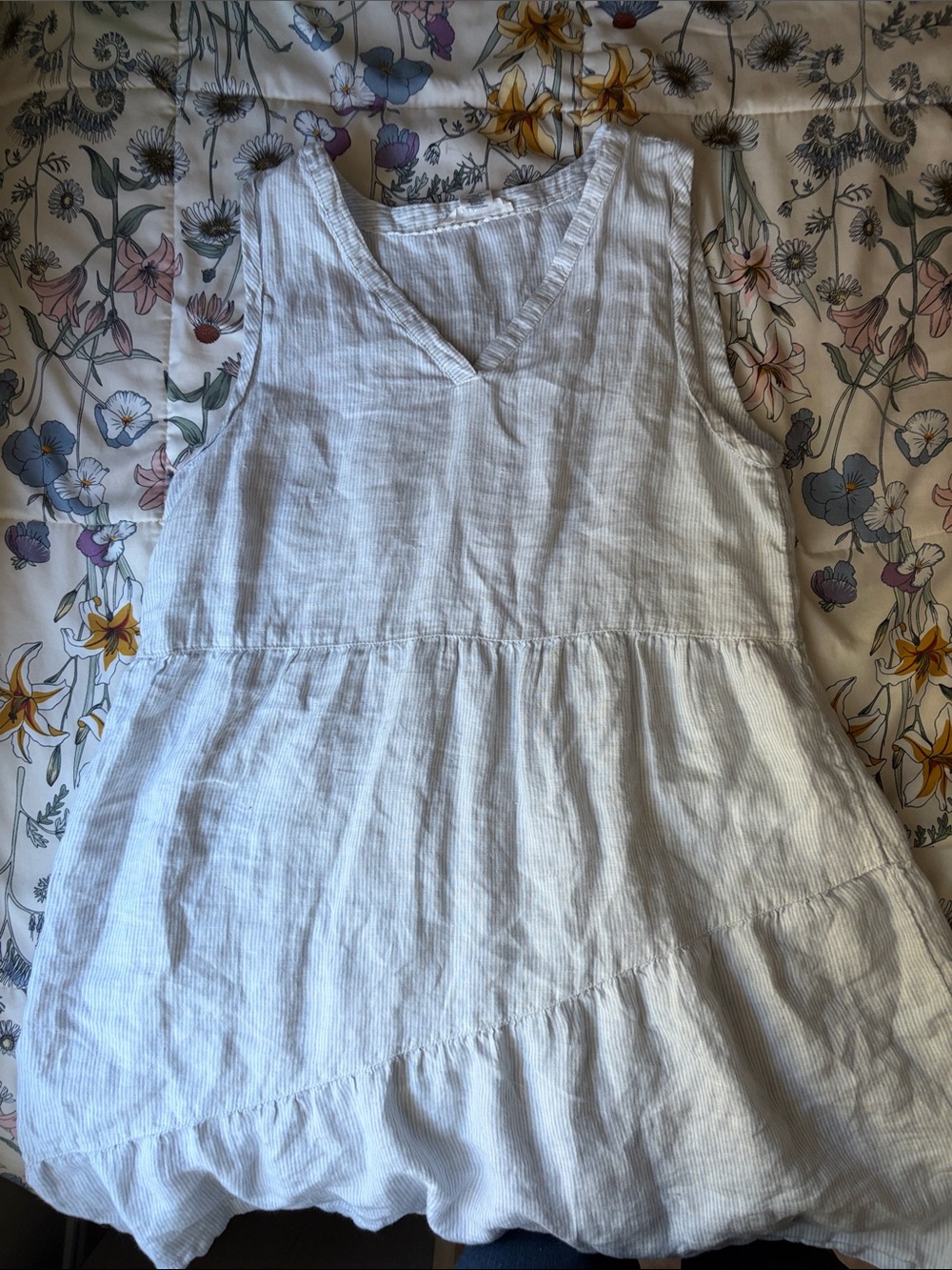 Lucky Brand Blue Striped Linen Dress